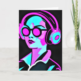 夏をおもしろいする AI Art クール Lady in Headphones | AI Art L カード