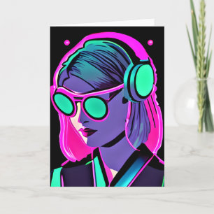 夏をおもしろいする AI Art Women in Headphones カード