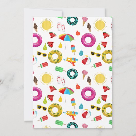 夏をテーマにしたキッズプール誕生日パーティー 招待状 (裏面)