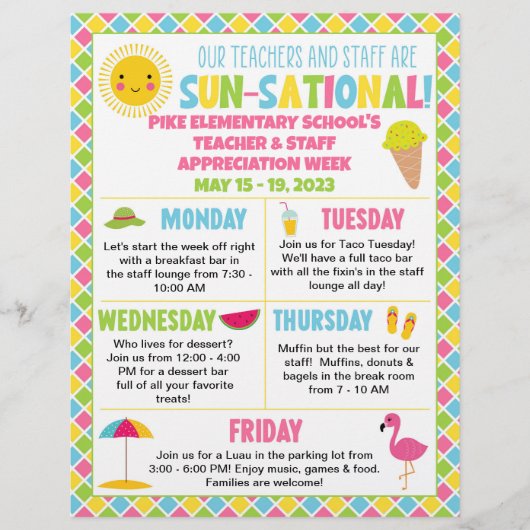 夏をテーマにした先生とスタッフの感謝の週 チラシ (正面)