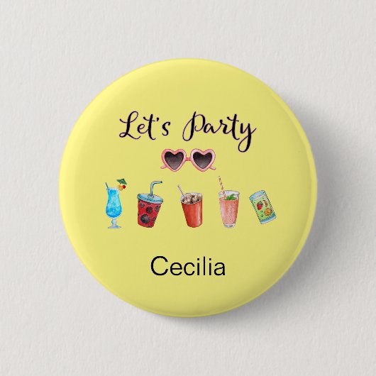 夏をパーティーパーソナライズされたに 缶バッジ (正面)