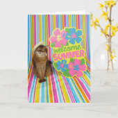 夏を主題にしたソマリアの猫を歓迎する夏 カード (黄色い花)