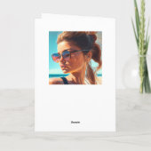 夏を過素晴らしごす |美しい女性ビーチ カード (裏面)