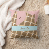 夏アイスクリームドリップコーンふりかけるピンクの名前 クッション (ブランケット)