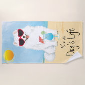 夏アメリカのエスキモー犬 ビーチタオル (正面)