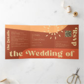 夏イタリアンの日没の写真すべて一つのQR結婚で 三つ折り招待状 (内部)