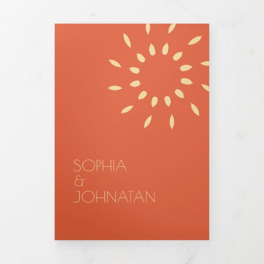 夏イタリアンの日没の写真すべて一つのQR結婚で 三つ折り招待状 (カバー)