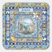 夏イタリアンフローラ青瓦シトラスモノグラム スクエアシール (正面)