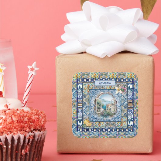 夏イタリアンフローラ青瓦シトラスモノグラム スクエアシール (パーティー)