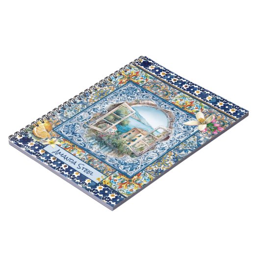 夏イタリアンフローラ青瓦シトラスモノグラム ノートブック (左側)