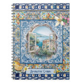 夏イタリアンフローラ青瓦シトラスモノグラム ノートブック (正面)