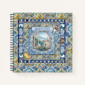 夏イタリアンフローラ青瓦シトラスモノグラム ノートブック (正面)