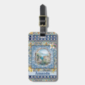 夏イタリアンフローラ青瓦シトラスモノグラム ラゲッジタグ (正面縦)