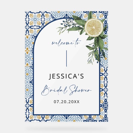 夏イタリアンブライダルシャワー標識アクリル アクリルサイン (正面)