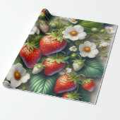 夏イチゴ印刷包装紙 ラッピングペーパー (アンロールド)