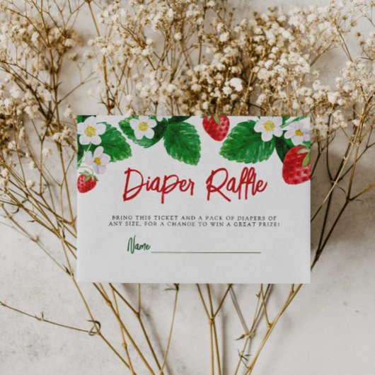 夏イチゴ赤ちゃんシャワーおむつラッフル エンクロージャーカード