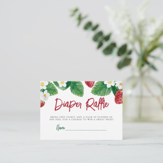 夏イチゴ赤ちゃんシャワーおむつラッフル エンクロージャーカード (スタンド正面)