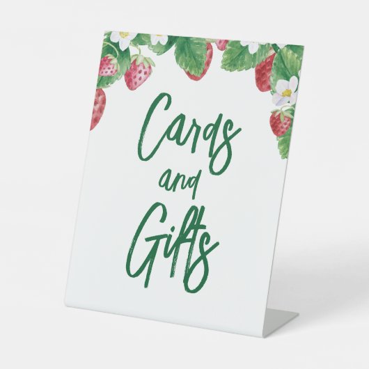 夏イチゴ赤ちゃんシャワーカードギフト 台座サイン (正面)