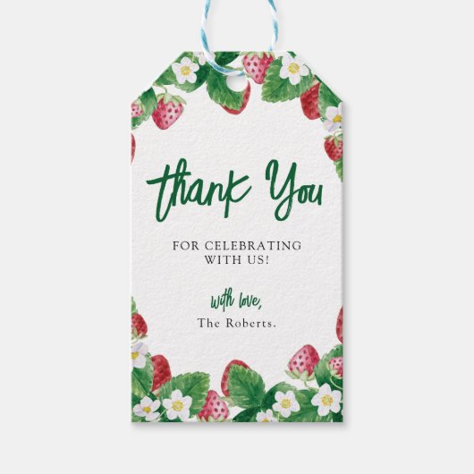 夏イチゴ赤ちゃんシャワーベリースウィート ギフトタグ (正面)