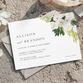 夏エレガントの緑のフローラ結婚 招待状