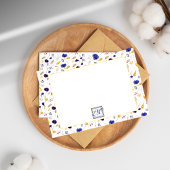 夏エレガントの野草模様モノグラムの ノートカード