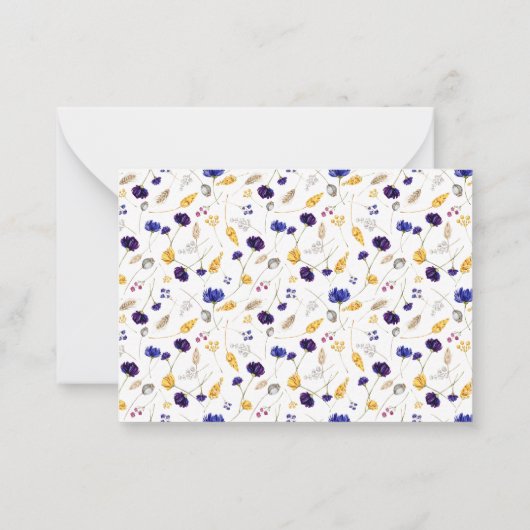 夏エレガントの野草模様モノグラムの ノートカード (裏面)