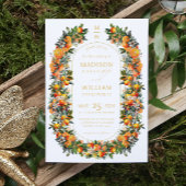 夏エレガントオレンジ結婚果実 招待状