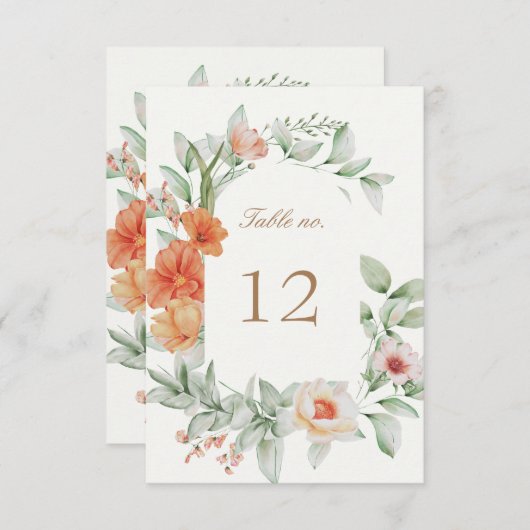 夏エレガントフローラ結婚のテーブル番号 出欠カード (正面/裏面)