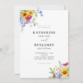 夏エレガント素朴フローラ結婚ズ 招待状 (正面)