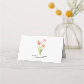 夏エレガント花チューリップピンク赤と黄色 プレイスカード (裏面)