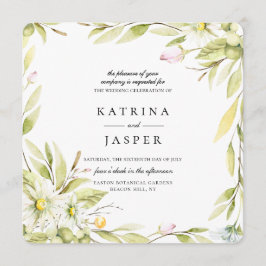 夏エレガント野草植物学結婚院 招待状