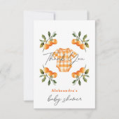 夏オレンジかわいいボディスーツ赤ちゃんシャワー サンキューカード (正面)