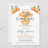 夏オレンジかわいいボディスーツ赤ちゃんシャワー 招待状 (正面)