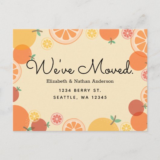 夏オレンジ引越し発表葉書 案内ポストカード (正面)