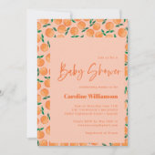 夏オレンジ果実水の色かわいい赤ちゃんシャワー 招待状 (正面)