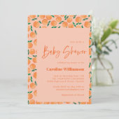 夏オレンジ果実水の色かわいい赤ちゃんシャワー 招待状 (スタンド正面)