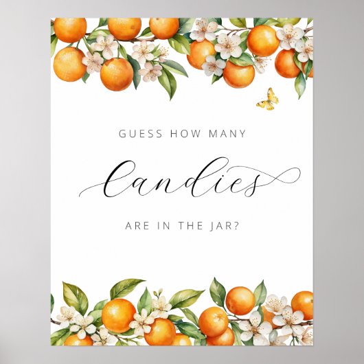 夏オレンジ赤ちゃんシャワーお菓子の数 ポスター (正面)