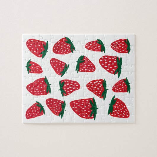 夏オーガニックのイチゴ – 赤と緑 ジグソーパズル (横)