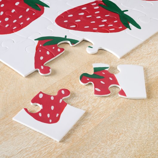 夏オーガニックのイチゴ – 赤と緑 ジグソーパズル (側面)
