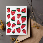 夏オーガニックのイチゴ – 赤と緑 ポストカード