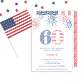 夏カジュアル赤白青60th誕生日パーティー 招待状