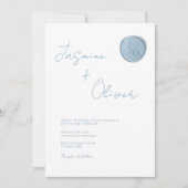 夏カスタムの写真の埃の多いブルー結婚ワックスシール 招待状 (正面)