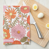 夏カスタム花の花柄 キッチンタオル (四つ折り)