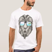  夏カッコいいのサングラスのライオン Tシャツ (正面)