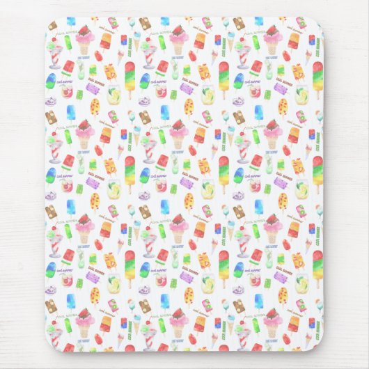 夏カッコいいアイスクリーム、ポップス、冷たい飲み物 マウスパッド (正面)