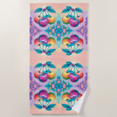 夏カラフルさくらんぼ ビーチタオル (正面)