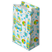 夏カラフルとビーチのおもしろいパタモノグラムのーン スモールペーパーバッグ (裏面アングル)