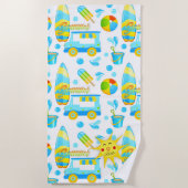 夏カラフルとビーチのおもしろいパタモノグラムのーン ビーチタオル (正面)