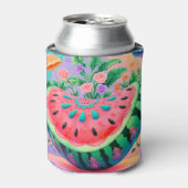 夏カラフルのスイカ 缶クーラー (缶正面)