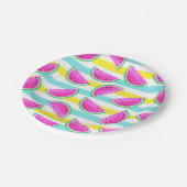 夏カラフルのストライプのスイカ模様 ペーパープレート (アングル)